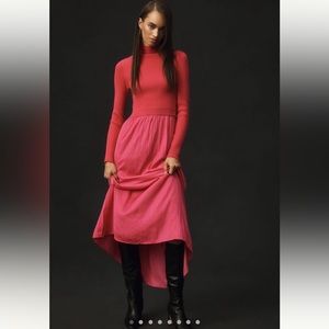 Anthropologie Thea Twofer Sweater Dress pink NWT